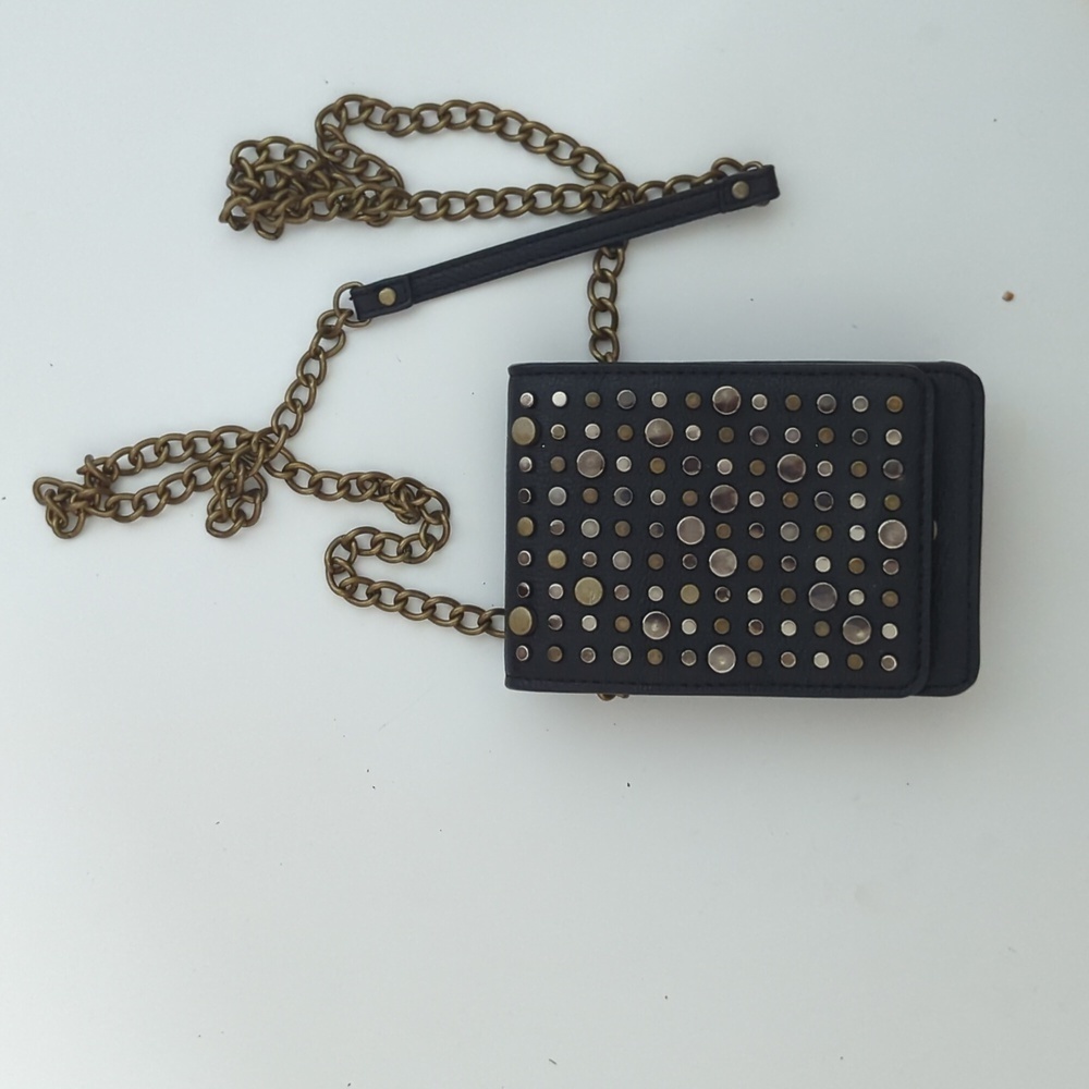 CROSSBODY mini bag black studded chain strap
